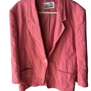 Character Suburbanwear Coral Linen Blazer Jacket – Size 14 – Made in Russia
